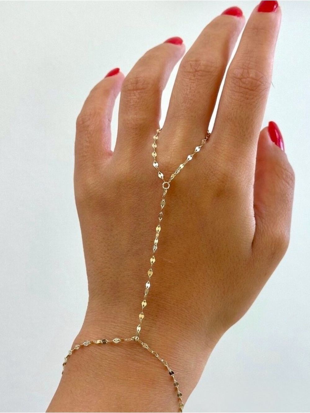 14k Solid Gold Hand Chain Bracelet Fine Jewelry Stylist Curated
